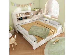 Lit gigogne 140x190/200cm <strong></strong> <strong></strong> coloris blanc