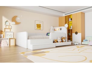 Lit avec rangement 90x200 cm <strong>BGSRYAO</strong>  <strong></strong> coloris blanc