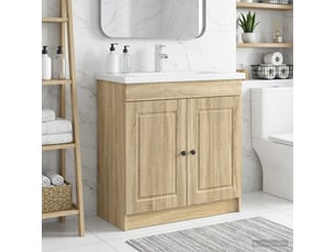 Armoire sous évier de salle de bain, meuble de rangement chêne sonoma shl8225
