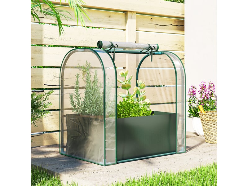 Mini serre avec sac de plantation, serre portable avec porte enroulable, 68 x 50 x 70 cm, vert foncé - Conforama D