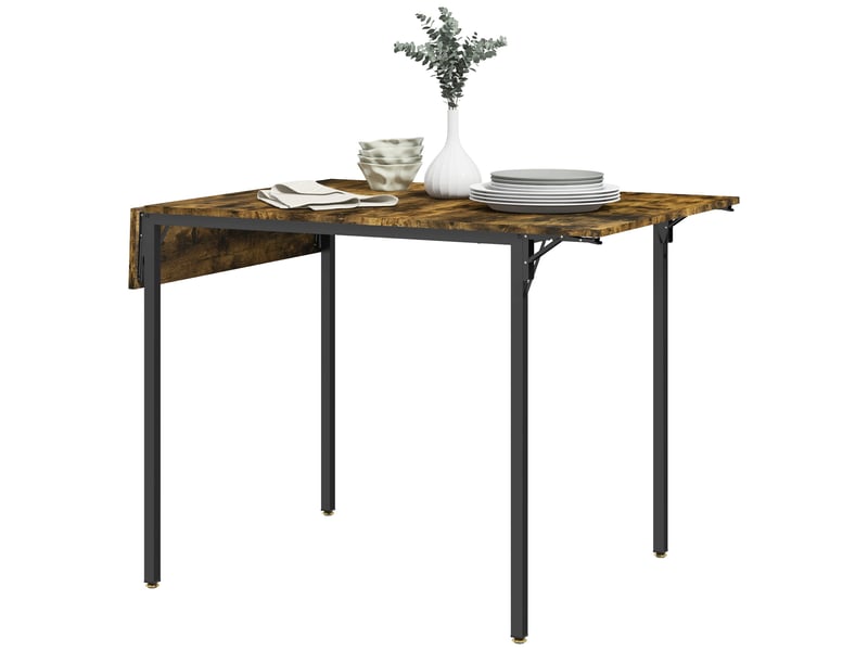  Table de salle à manger avec 2 rabats style industriel, extensible, table à abattant pour 2-4 personnes  - Conforama B