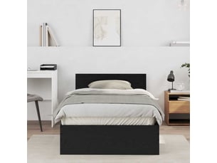Lit adulte, lit simple, cadre de lit avec tête de lit chêne noir 203x104x70cm cf2570