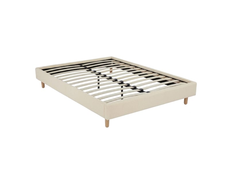  Sommier kit bouclette 160x200 cm tissu sherpa ivoire terre de nuit  - Conforama C