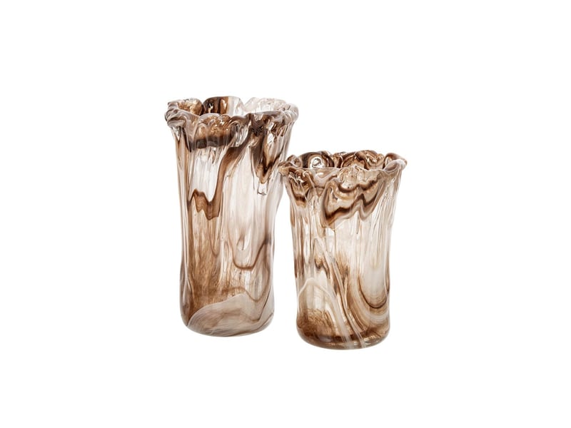  Vase marbré en verre pavel 24cm beige  - Conforama B