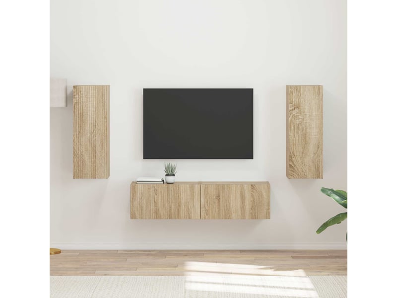  Ensemble meuble tv - banc tv - meuble de rangement 2 pcs chêne sonoma bois d'ingénierie  - Conforama B