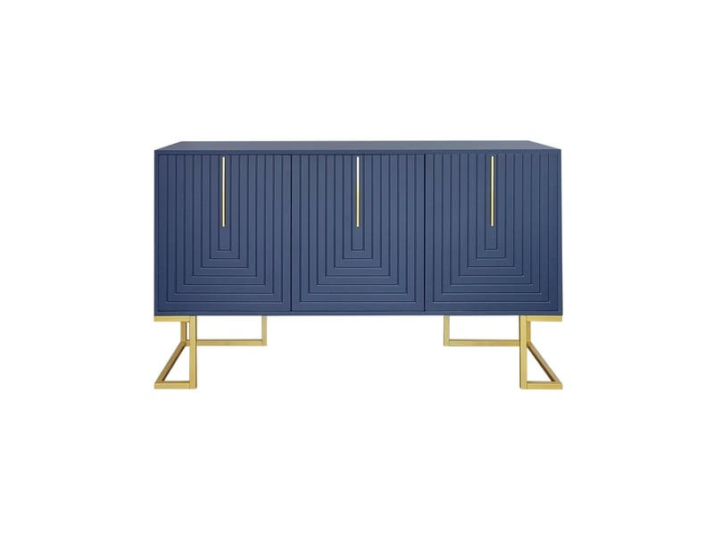  Buffet 3 portes bleu marine, meuble de rangement moderne en mdf avec étagères réglables pour cuisine et salle à manger  - Conforama A