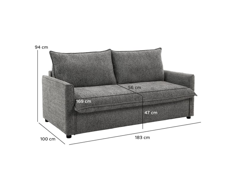 Canapé convertible 3pl système rapido tissu doux gris – ellis - Conforama E