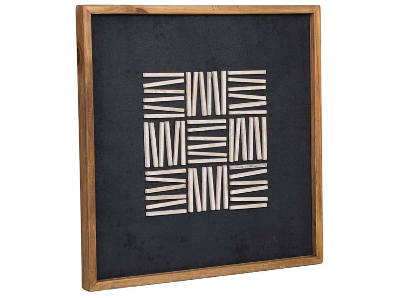  Tableau en bois recyclé fait main relief noir et blanc 62x4x62 cm h  - Conforama A