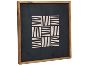 Tableau en bois recyclé fait main relief noir et blanc 62x4x62 cm h