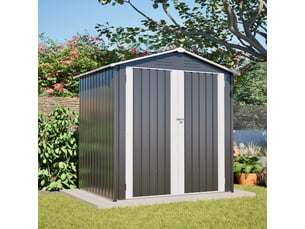 Abri de jardin en métal 185,4 x 142,3 x 185 cm, rangement extérieur avec double porte verrouillable, 4 aérations, fondation incluse, gris