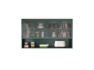 Armoire murale 4 portes en verre et métal vert foncé 120x23x70 cm