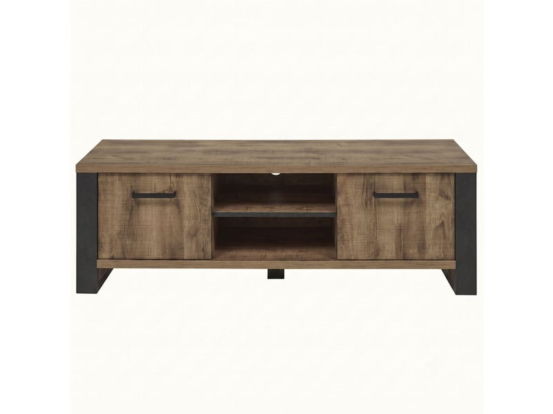  Meuble tv 2 portes aspect chêne artisan avec structure noir graphite - osam OSAM - Conforama D
