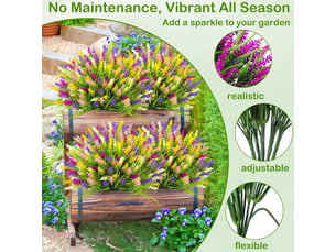 12 bundles fleur artificielle exterieur fausse lavande plantes décoration artificielles d'extérieur plantes de balcon pour les jardins intérieurs,la décoration florale de balcon etc