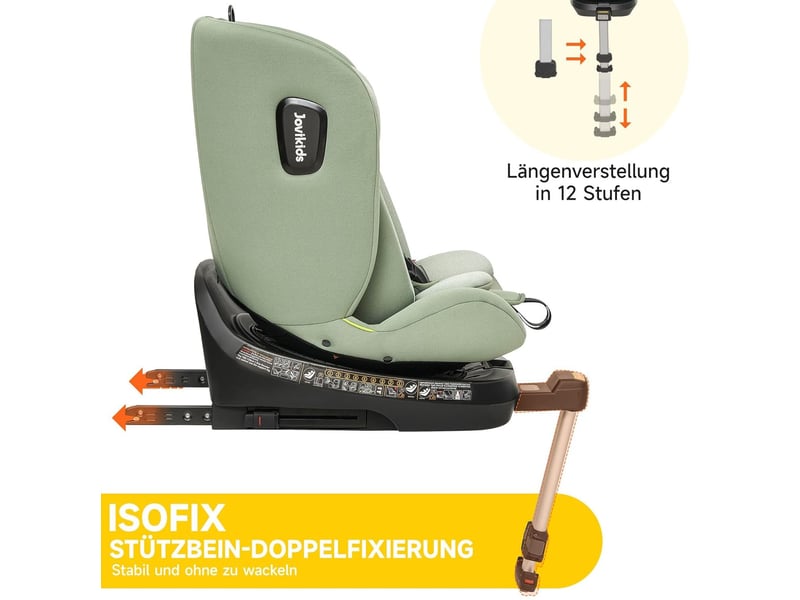  Siège auto enfant i-size 40 à 150 cm vert en tissu, rotation 360 degrés, isofix et inclinaison réglable  - Conforama E