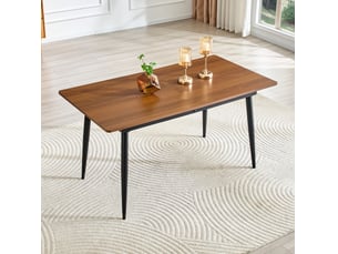 Table à manger rectangulaire 190,5 cm avec plateau effet bois, pieds en métal, pour 6 à 8 personnes, style industriel