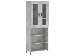 Buffet haut - bahut - meuble de rangement gris béton 69,5x34x180 cm bois d'ingénierie