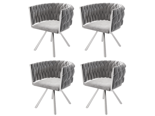 Lot de 4 chaises de salle à manger 59 cm – gris et argenté – pivotantes 360° avec pieds acier