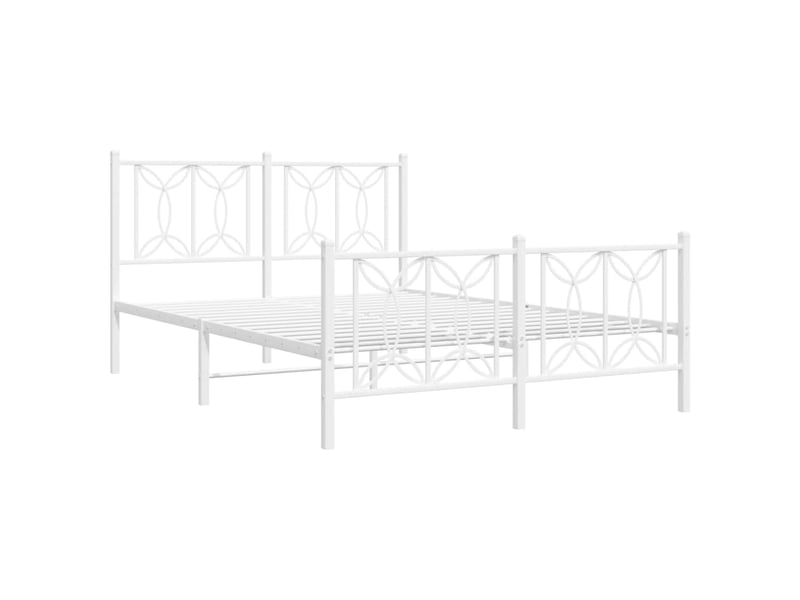  Lit double- lit adulte -  cadre de lit métal sans matelas et pied de lit blanc 140x200 cm  - Conforama B