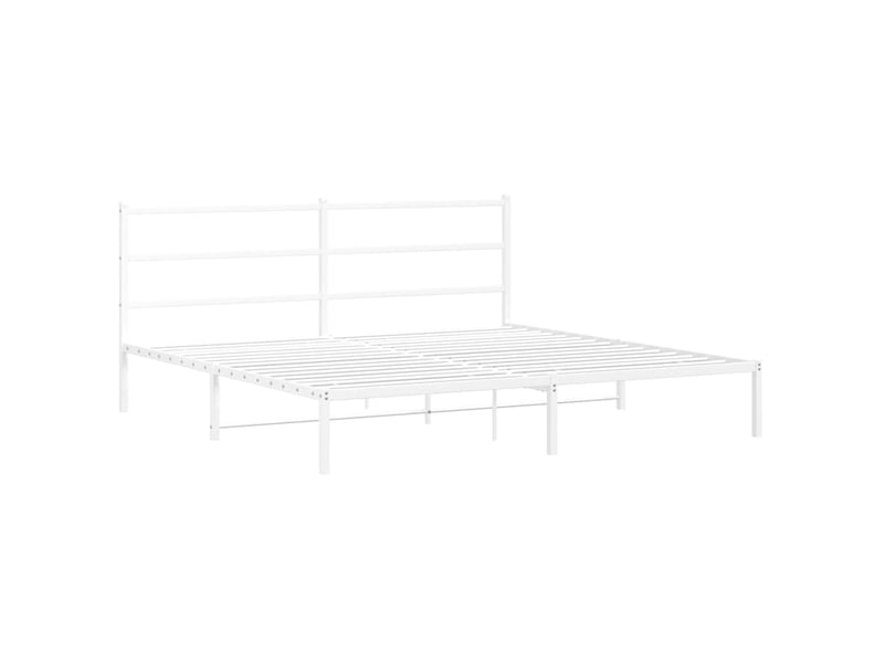Lit double- lit adulte - cadre de lit métal sans matelas et tête de lit blanc 180x200 cm - Conforama B