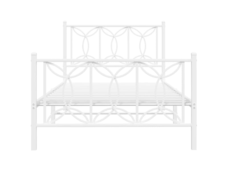  Lit simple- lit adulte -  cadre de lit métal sans matelas et pied de lit blanc 100x200 cm  - Conforama C