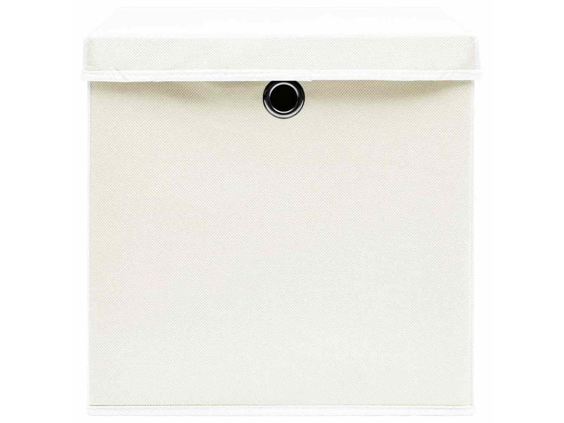 Boîtes de rangement avec couvercles 4pcs blanc 32x32x32cm tissu - Conforama D
