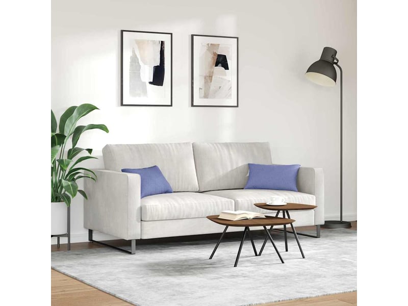 Lot de 2 coussins de canapé, coussins décoratifs tissu bleu denim 50 x 30 cm cf58787 - Conforama D