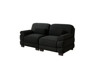 Canapé 2 places moderne modulable, coussin lombaire, assise profonde, cordon cord doux, noir, pour salon et appartement