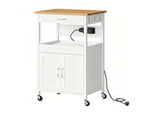 Desserte de cuisine mobile, chariot de rangement multifonction, îlot cuisine compact, blanc