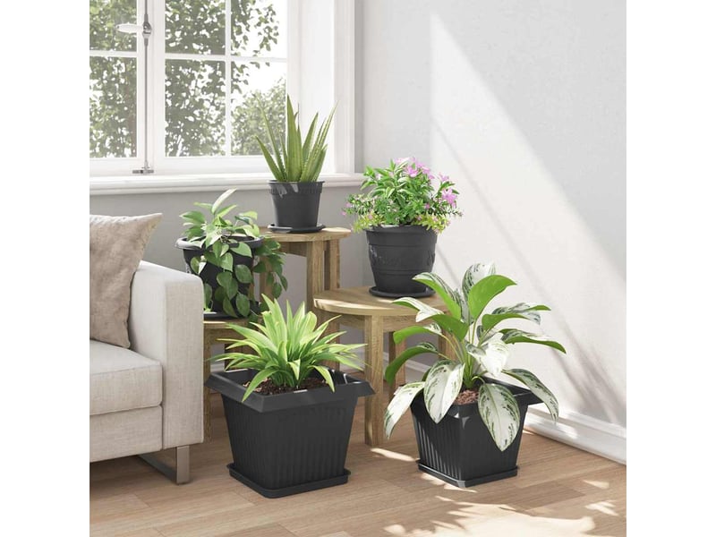  Jardinière - pots de plantes 6 pcs noir plastique  - Conforama D