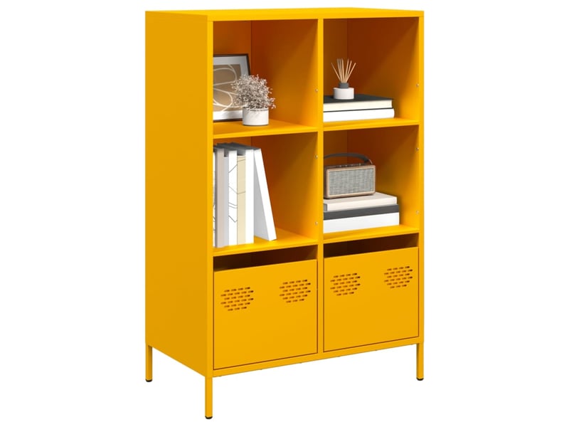  Buffet haut - bahut - meuble de rangement jaune moutarde 68x39x103,5 cm acier  - Conforama B