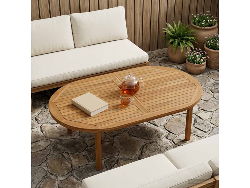  Vidaxl plateau de table ovale bois de teck massif naturel  - Conforama B