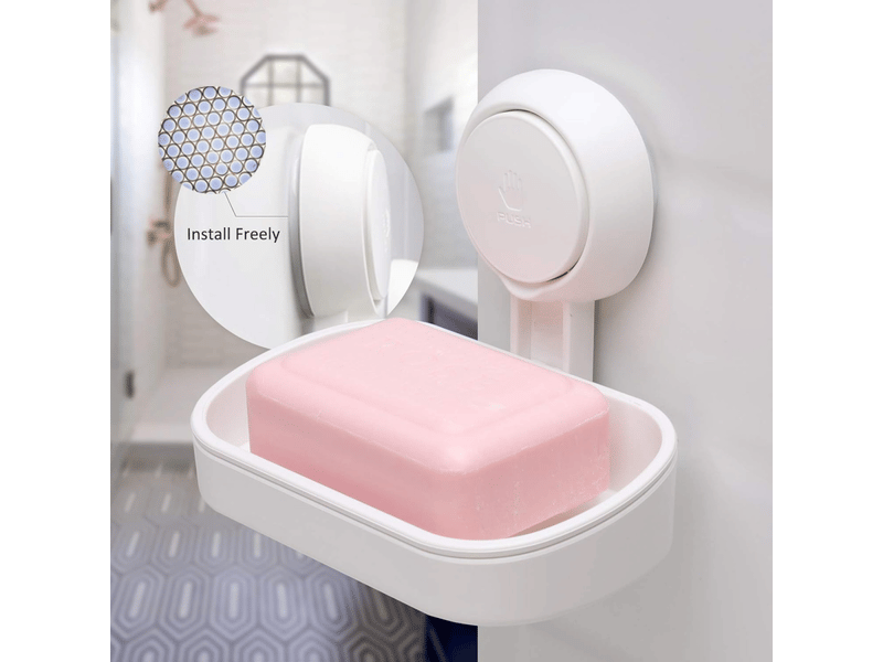  Porte-savon à ventouse, sans perçage et réutilisable. Supporte jusqu'à 5 kg de brique, étanche et facile à installer (blanc).  - Conforama D
