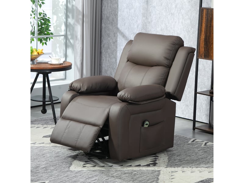  Fauteuil releveur électrique fauteuil relax électrique avec repose-pied télécommande et 2 pochettes marron 76x90x105cm  - Conforama W
