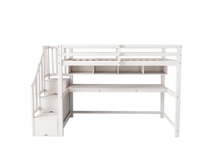Lit avec rangement 90x200 cm <strong></strong>  <strong>252x95x165cm</strong> coloris blanc