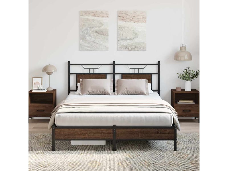  Lit double- lit adulte -  cadre de lit sans matelas chêne marron 150x200 cm  - Conforama D