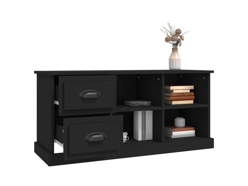  Meuble tv - banc tv - meuble de rangement noir 102x35,5x47,5 cm bois d'ingénierie  - Conforama E