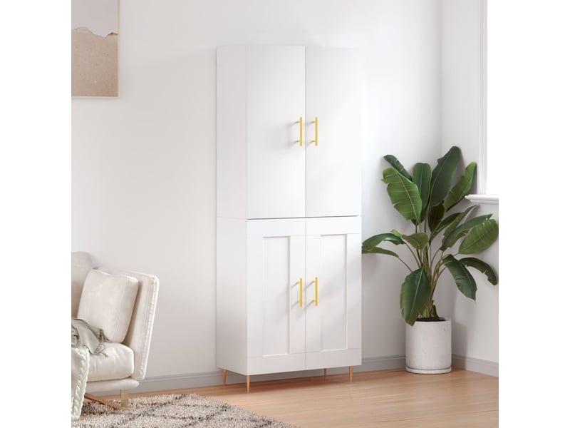  Buffet haut - bahut - meuble de rangement blanc 69,5x34x180 cm bois d'ingénierie  - Conforama B