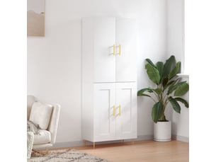Buffet haut - bahut - meuble de rangement blanc 69,5x34x180 cm bois d'ingénierie