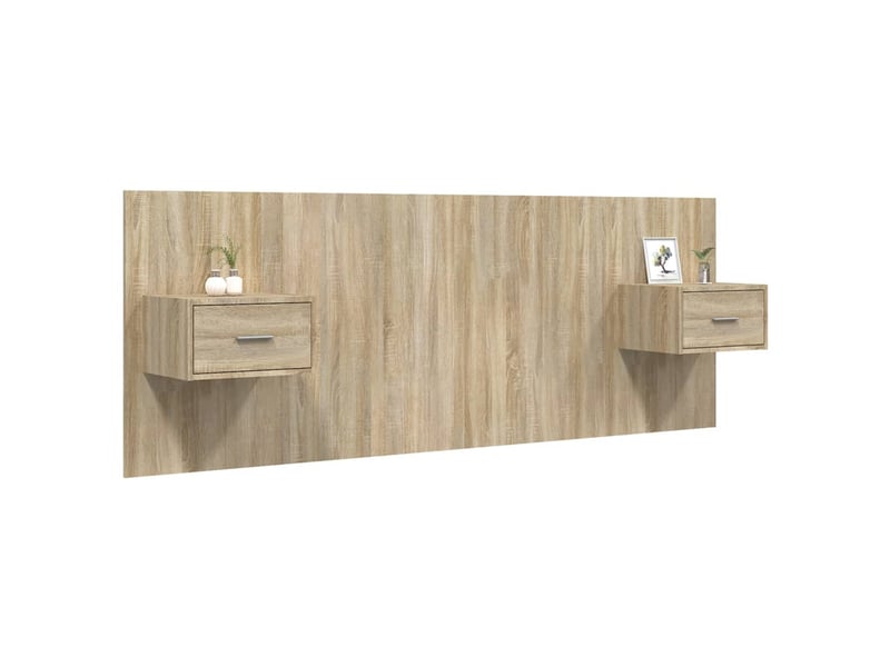  Tête de lit - armoire de tête de lit - avec chevets chêne sonoma bois d'ingénierie fr10674  - Conforama C