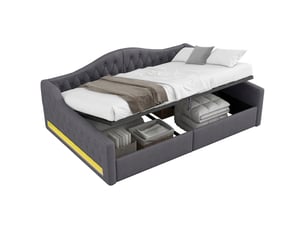 Lit avec rangement 140x200 cm <strong></strong>  <strong></strong> coloris gris