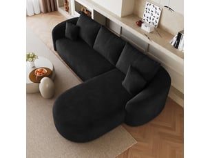 Canapé d’angle modulable en l – mousse compressée – sans montage – 266 cm – noir