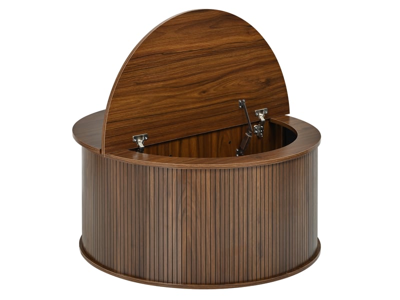  Table basse ronde 88 x 88 cm noyer en mdf, plateau relevable et rangement intégré pour votre salon  - Conforama D