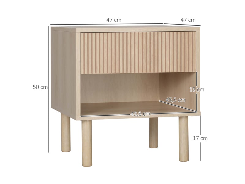  Lot de 2 tables de chevet avec tiroir et niche coloris bois naturel 47 x 47 x 50 cm  - Conforama C