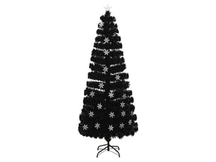 Sapin de noël - arbre de noël et flocons de neige led noir 240 cm fibre optique
