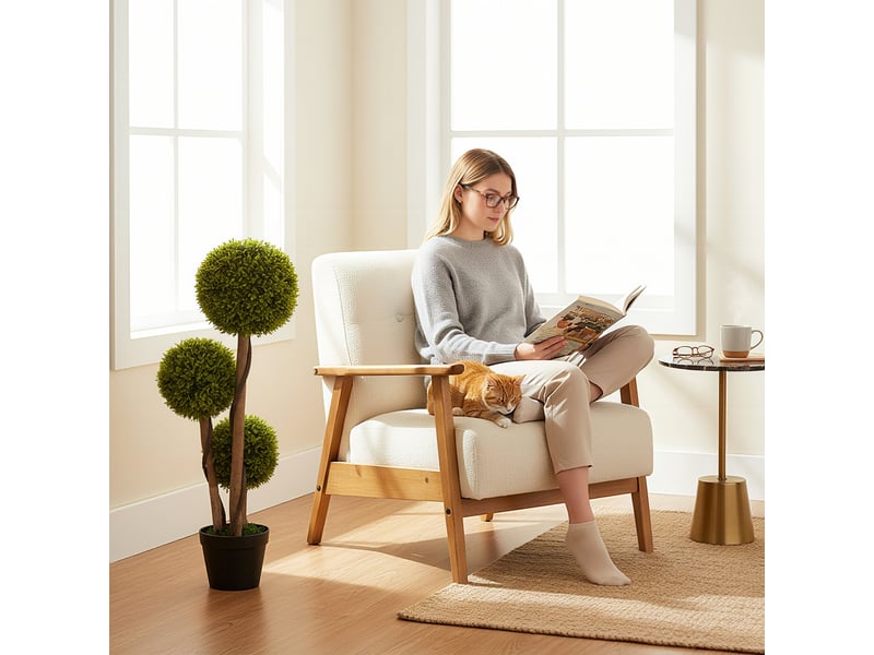 Lot de 2 plantes de buis artificielles avec 3 boules, pot et fond renforcé, hauteur 90 cm, pour une utilisation intérieure et extérieure - Conforama C