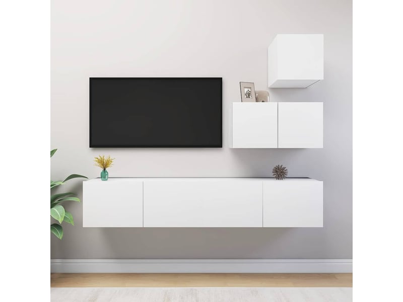  Ensemble de meubles tv 4 pcs blanc bois d'ingénierie shl73049  - Conforama B