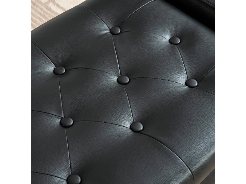  Banc coffre banc de lit 122x45x47 cm, rangement intégré, design simple, similicuir, meuble chambre et salon, en noir  - Conforama E