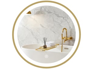 Miroir salle de bain avec éclairage led rond 40 cm, miroir lumineux mural à 3 températures de couleur, dimmable, doré
