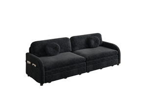 Canapé droit convertible MODFU  3 places Tissu noir