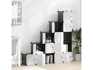 Cubes de rangement 15 pcs avec portes noir pp